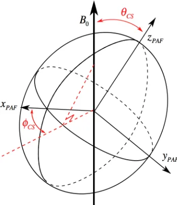 Figure 2.3 Orientation of the external magnetic field in the PAF shielding ellipsoid as defined 