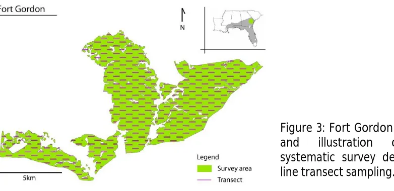Figure 3: Fort Gordon location and systematic survey design for 