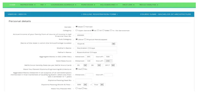 Fig. 3.5 Screen of “Registration Details”