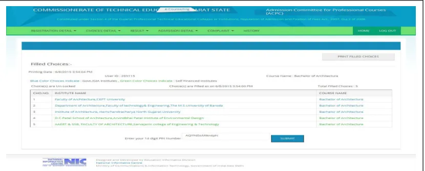 Fig. 3.13 Screen of “Selected Choices ready for lock”