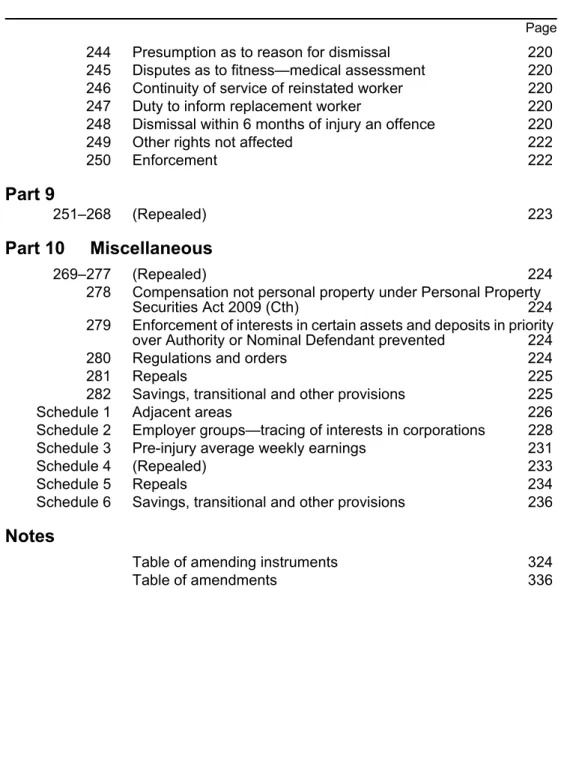 Table of amending instruments 324