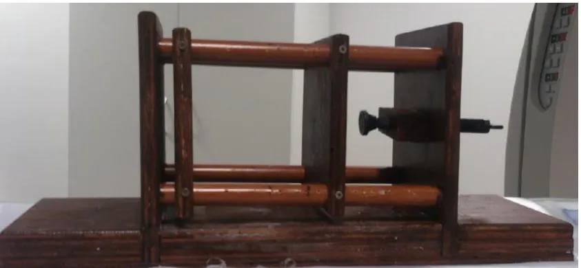 Figure 2 : The custom-made jig that enabled phantom thickness reduction on the CT table