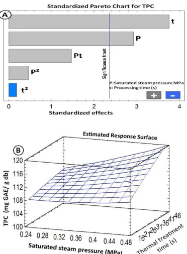 Figure 6. Pareto chart (A), response surface (B) and general trends (C) of  DIC operating parameters for TPC extracted from GHL after 