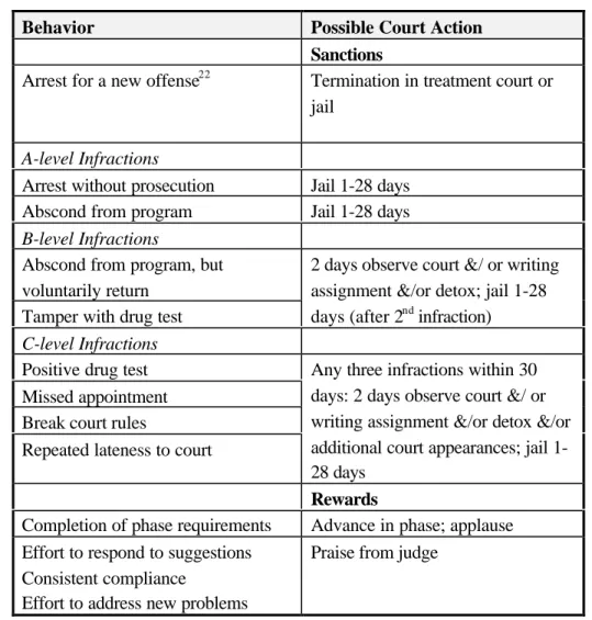 Table 4: Treatment Court Sanctions and Rewards