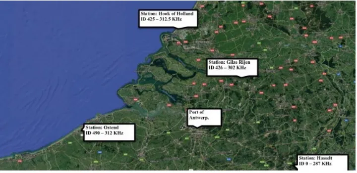Fig. 6.IALA DGPS Reference Stations: Port of HamburgSource: Based on Google Earth© and Data from http://www.gnsspro.com