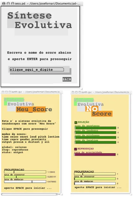 Figure 7: Main window (top). Window where score is 