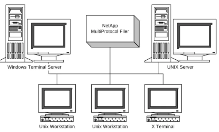 Figure 4. Deploying NetApp in a Terminal Server/UNIX environment.