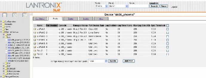 Figure 3: Sample screenshot of the SLM interface, showing a number of devices  being managed from an SLC