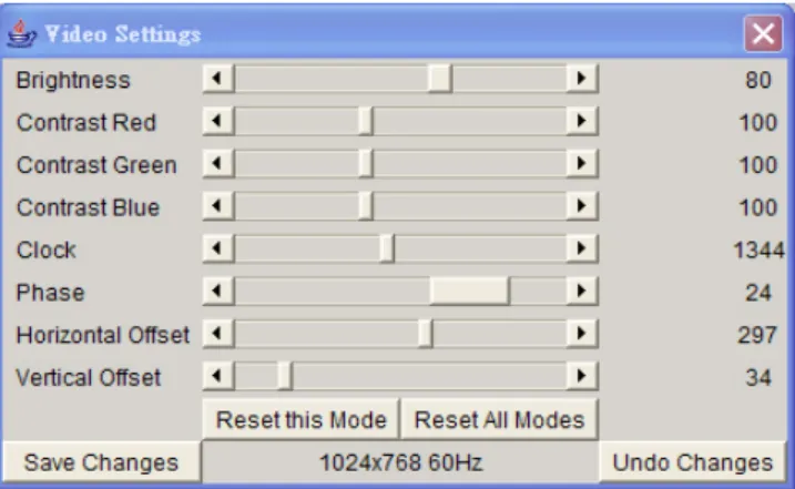 Figure 5-10. Video Settings Panel        Brightness Controls the brightness of the picture 