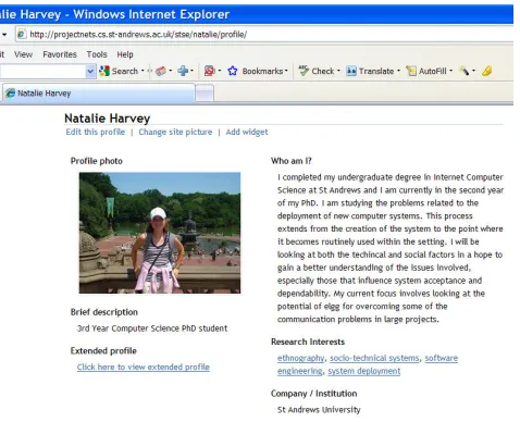 Figure 6 An Elgg user profile 