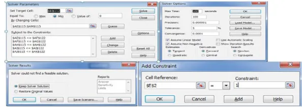 Fig. 1.Snapshoot of Excel Solver 