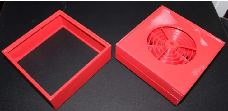 Figure 7  solid volume of the same dimensions was created for the CFD model. Schematic drawing of wind tunnel model design � Top down view of the rotary thermal wheel model created for use in the wind tunnel experiments (left)