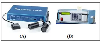 Fig. 2.Instrumentation: (A) V-Box, (B) PEA 205, Five Gas Analyzer