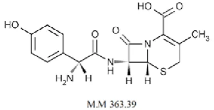 Figure 1.  Chemical structure of anhydrous cefadroxil (CAS 50370-12-2) 