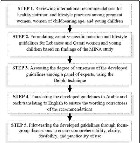 Fig. 2 The steps for the development of the evidence based countryspecific nutrition and lifestyle guidelines using the Delphi technique