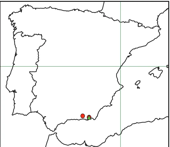 Figure 29. Gielisella: map of localities. Circles: G. clarkeorum, triangle: G, nigripalpis.
