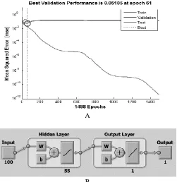 Figure 13: A) MLP network structure and B) The performance of MLP network.  