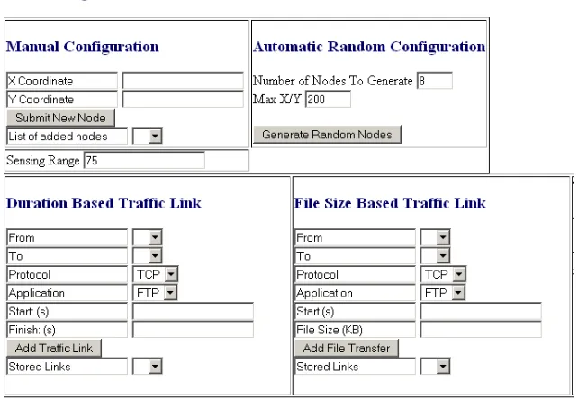 Figure 1: Screenshot of a section of the form based input for scenario description 
