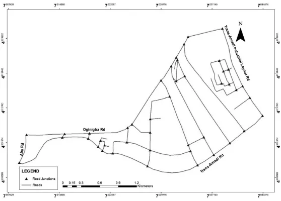 Fig. 3.  The Map Showing the Nodes at Road Junctions