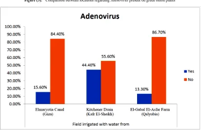 Figure (3).  Comparison between locations regarding Adenovirus present on green onion plants 