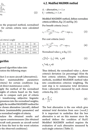 Table 3Normalized criteria’s weight