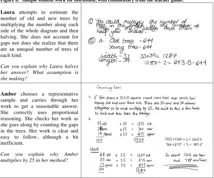 Figure 8:  Sample student work for discussion, with commentary from the teacher guide