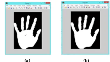 Fig. 3  (a) Gray scale image, (b) Thresholded image 