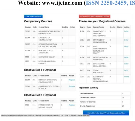 Figure 7: Main Registration Interface for Students 