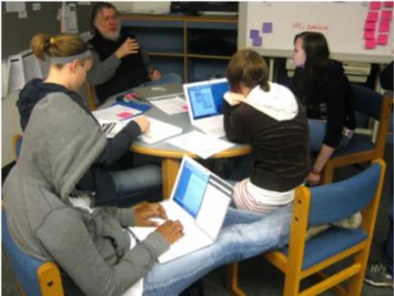 Figure 5: Students composing and editing game text. 