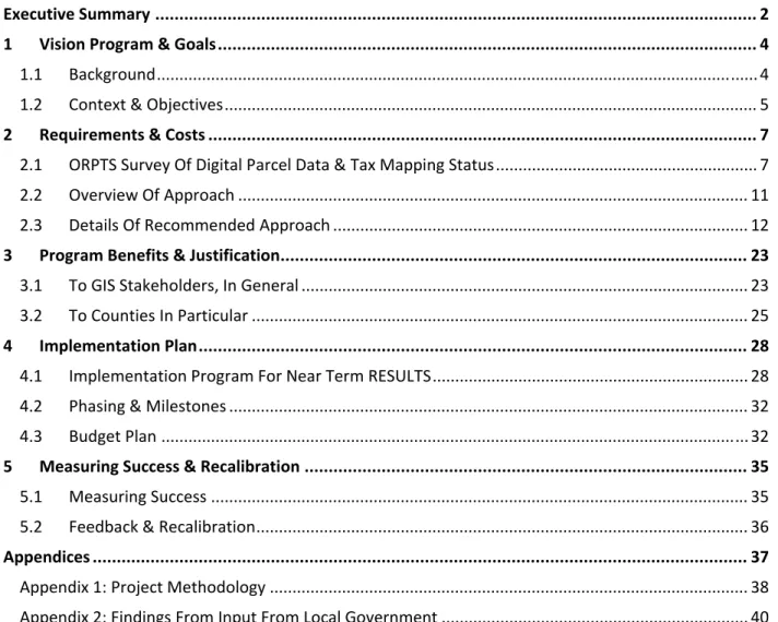 Table of Contents   Executive Summary ............................................................................................................................. 2  1  Vision Program &amp; Goals ...........................................................