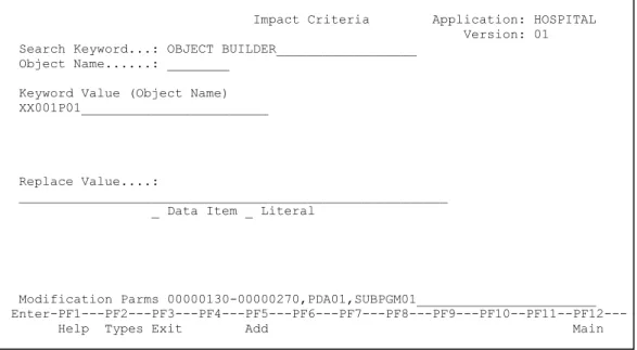 Figure 1-3 Impact Criteria screen with Object Builder line range criteria specified 