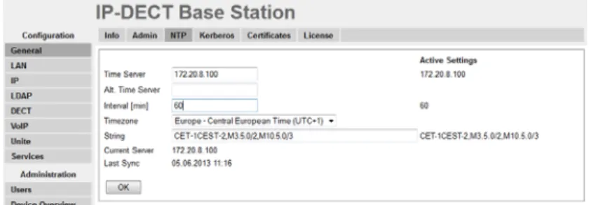 Figure 4. Configure NTP settings 1 Select General > NTP.