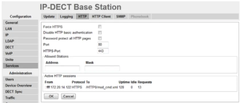 Figure 6. Configure the HTTP Settings 1 Select Services > HTTP