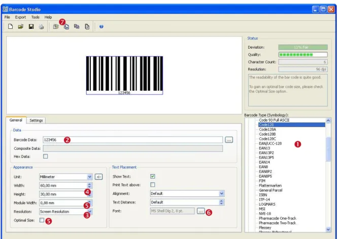 Figure 1: Quick-Start – Barcode Studio Main Window 