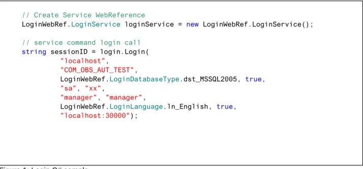 Figure 1: Login C# sample 