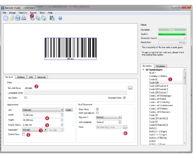 Figure 1: Quick-Start – Barcode Studio Main Window 