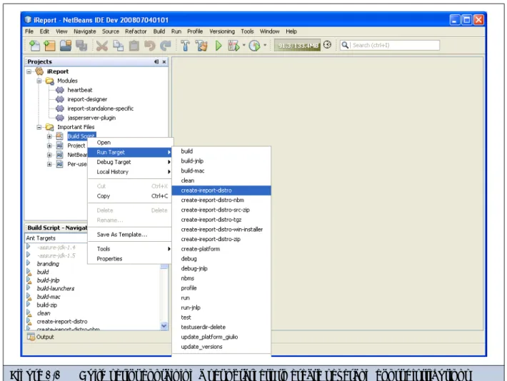 Figure 2-2 Build script containing a set of targets to create several iReport distributions