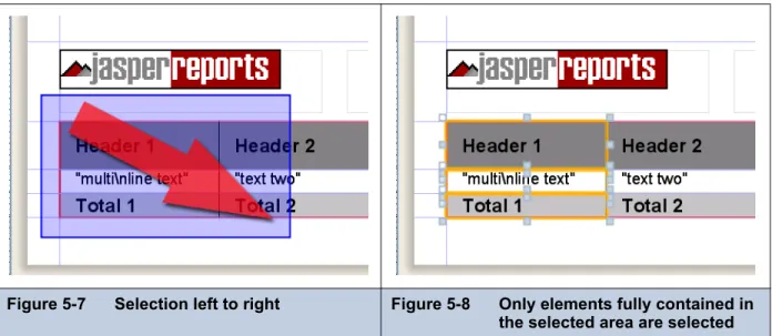 Figure 5-7 Selection left to right Figure 5-8 Only elements fully contained in  the selected area are selected