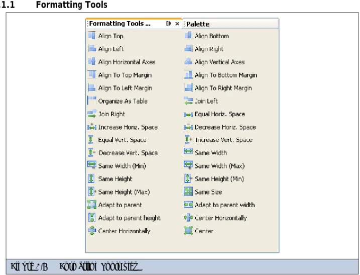 Table 5-1 lists the available tools, specifying what kind of selection each tool requires (single or multiple selection) and  briefly explaining what each tool does.