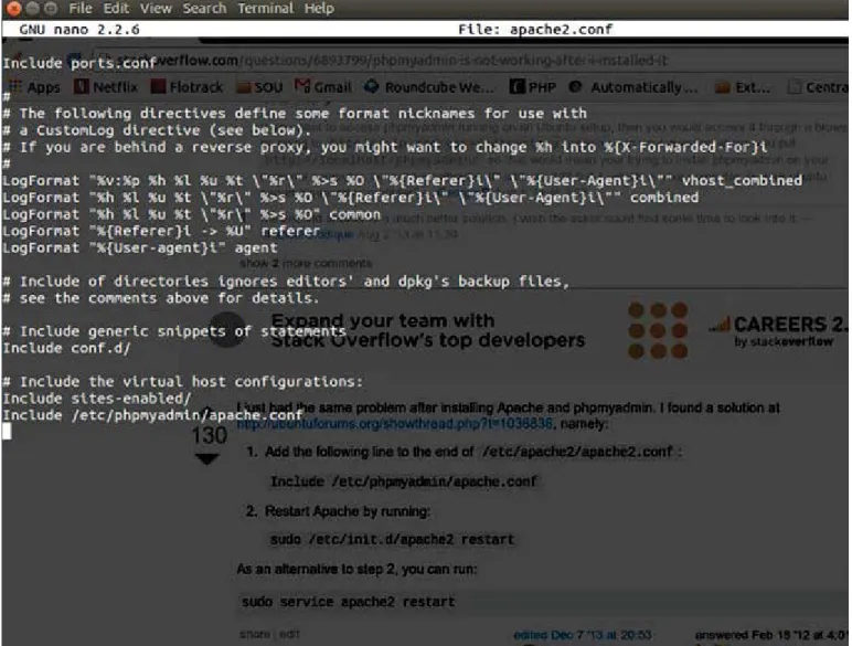 Figure 6: Modifications to apache.conf