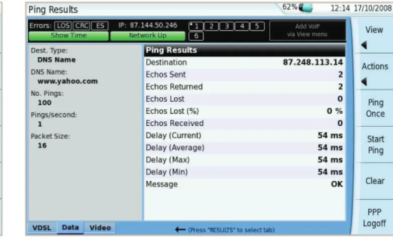 Figure 6. VoIP test interface Figure 7. IP Ping test interface