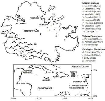 Fig. 1. Map displaying locations mentioned in the text. Dates of mission station establishment shown in brackets.