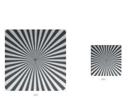 Figure 13: Test Pattern  Image. (a) Original Image (128×128). (b) LR image.  (64×64). SNR=25 dB.