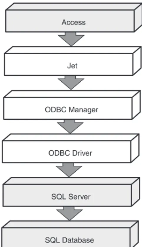 FIGURE 22.6 Access sending a pass-through query to a back-end database. 