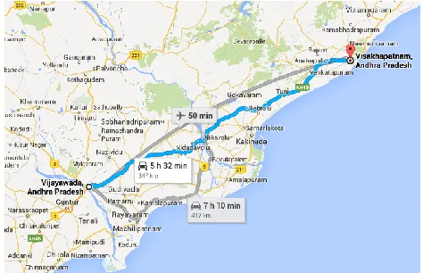 Fig 1: Road Map Snap Shot From Google Maps. 