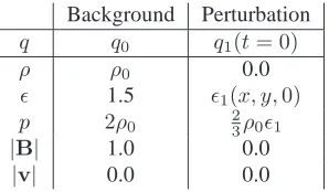 Table 3.1: Constant background values and initial perturbations for the numerical experiments.