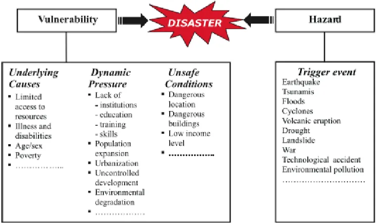 Figure 2. 1: The elements that constitute disasters. Source: CBSE (2006). 
