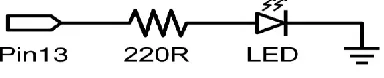 Fig 5: Arduino output connection for an LED 