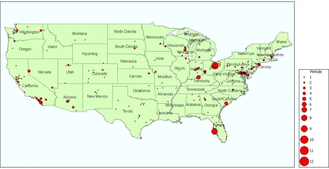 Figure 1.1 National distribution of pinhole leaks 