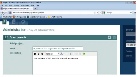 Figure 4.  Project Management page –Add Project 